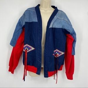 Vintage southwest open front denim cardigan jacket